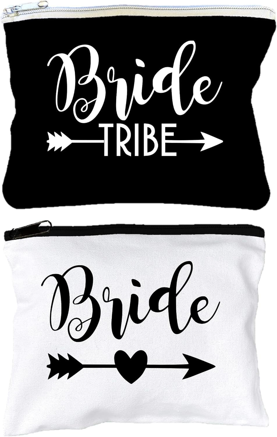 12 PACK SET + 1 BRIDE BAG Premium Natural Cotton Canvas Makeup Bag- Bridesmaids Gifts for the Bachelorette Party or Bridal Shower