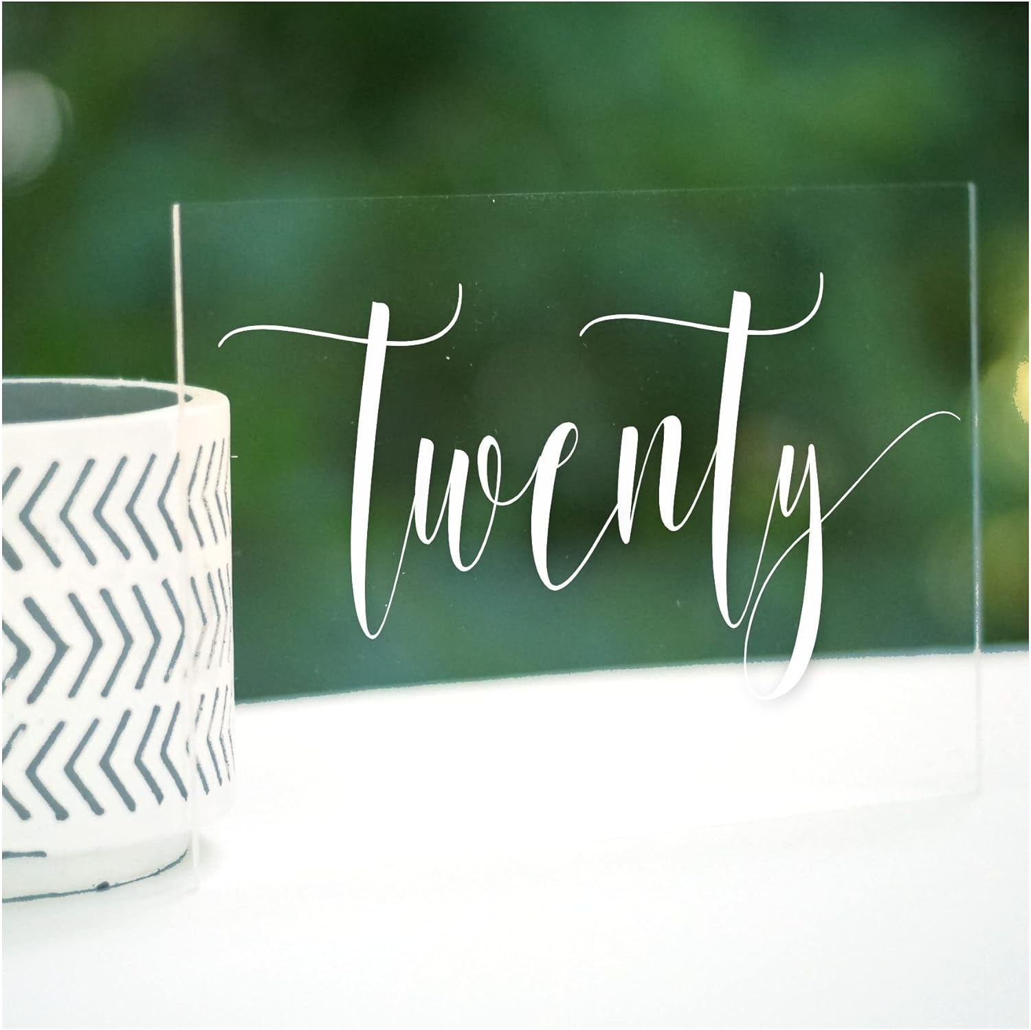 Acrylic Wedding Table Numbers 1-20, Acrylic Wedding Signs with Calligraphy Lettering, Glass like Rustic Reception Event, Frames or Stands Not Included (1-20)