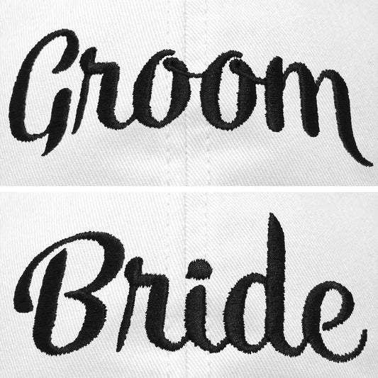 Bride Groom Dad Hats Baseball Caps Newlywed Wedding Party Gift in White