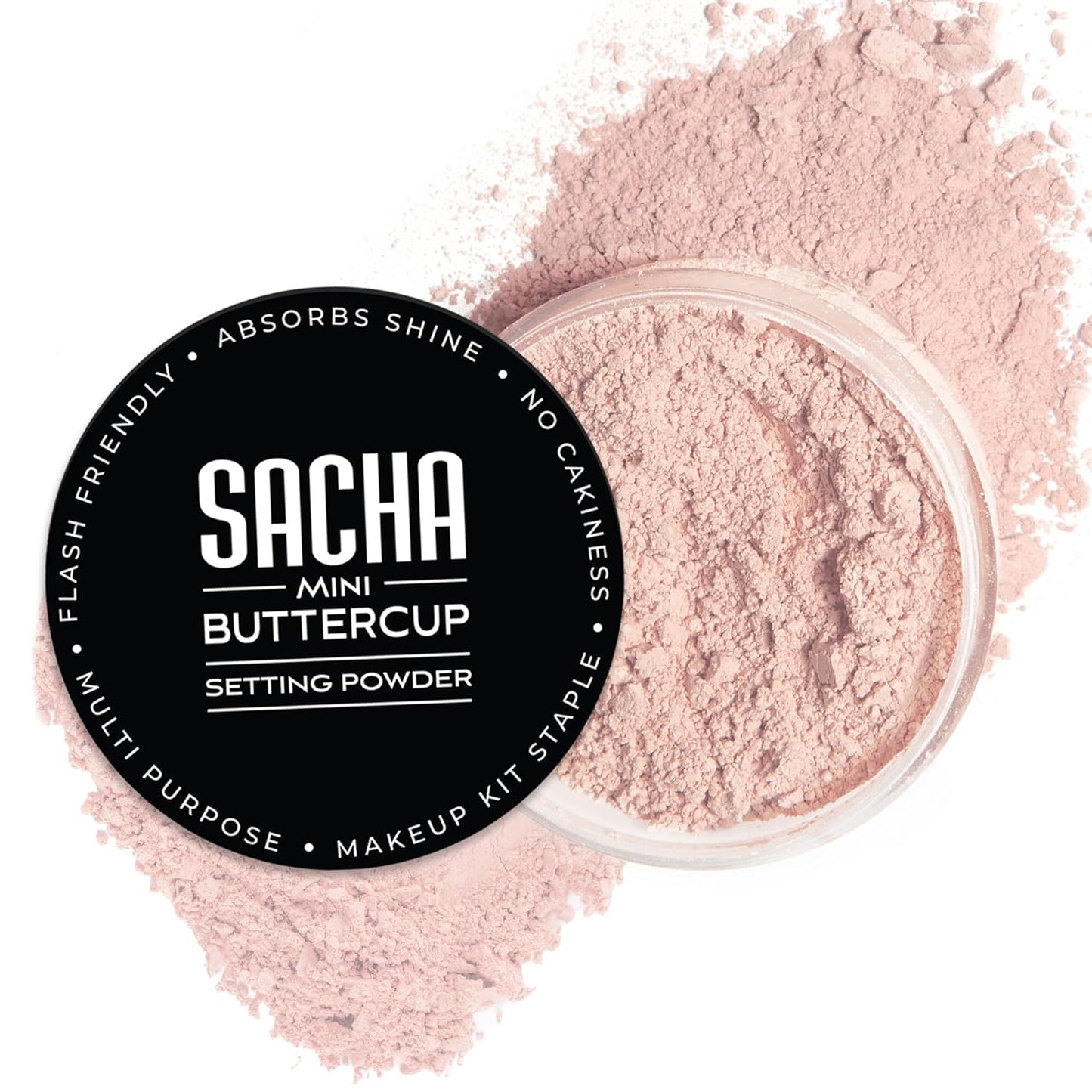 Sacha BUTTERCUP Setting Powder. No Ashy Flashback. Blurs Fine Lines and Pores. Loose, Translucent Face Powder to Set Makeup Foundation or Concealer. for Medium to Dark Skin Tones, 1.75 Oz.