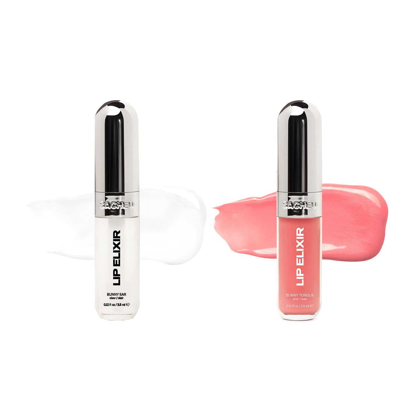Lip Elixir Nourishing and Hydrating Lipgloss — Moisturizing Plumping Lip Gloss Enriched with Collagen, Non-Sticky Lip Color Smooth High-Shine Finish, Vegan & Cruelty-Free, Bunny Tongue (Pink)