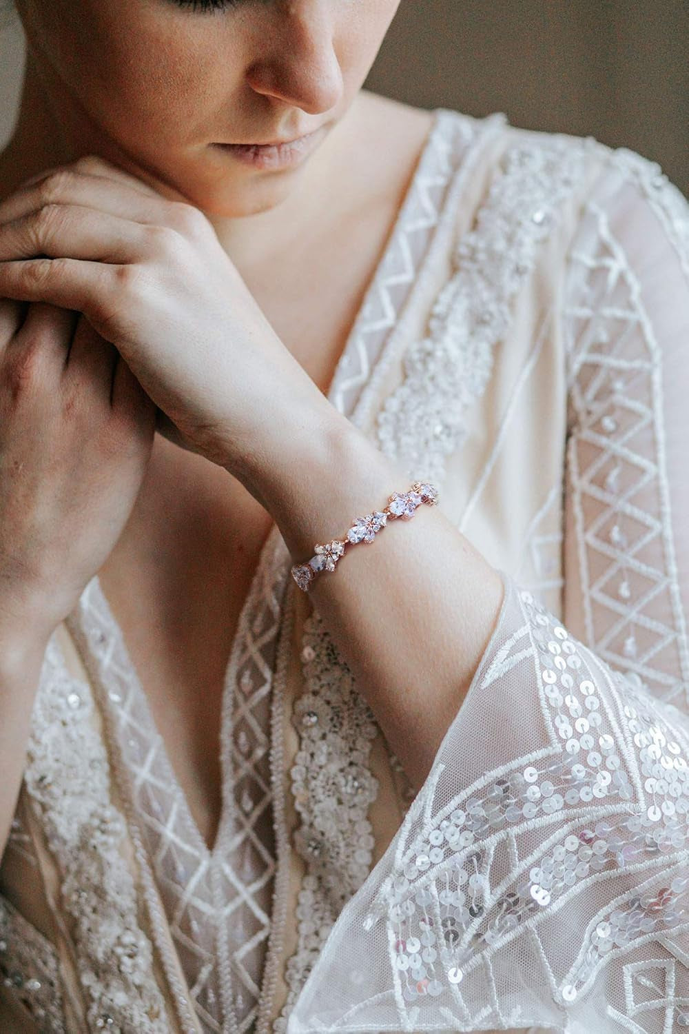 Teardrop Cubic Zirconia Wedding Tennis Bracelets for Women, Crystal Rhinestone Bridal Bracelets for Brides, Bridesmaid