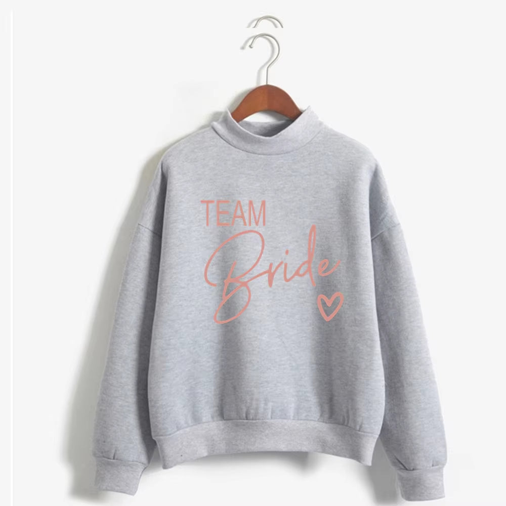 Women'S Bride Team BRIDE Printed Sweatshirt Sweet round Neck Pullover Thick Autumn
