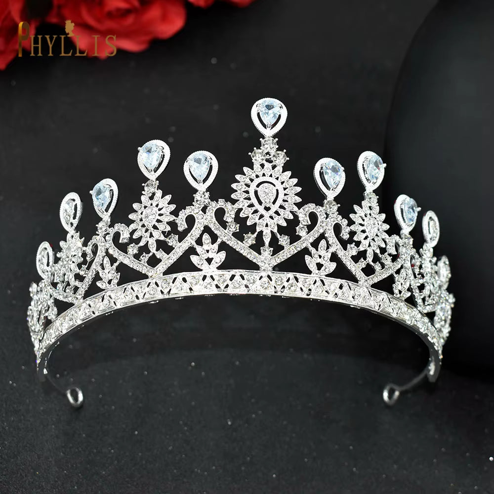 A67 Luxury Zircon Crown Bride Headwear Crystal Women Tiaras Rhinestone Wedding Headpiece Birthday Headband Pageant Hair Jewelry