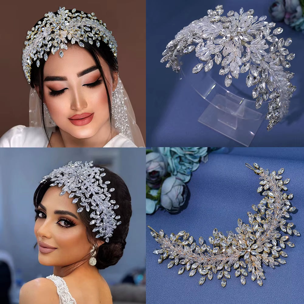 A315 Crystal Bridal Headdress Design Headpiece for Women Tiaras Wedding Headbands Pageant Prom Wedding Hair Jewelry Queen Crown