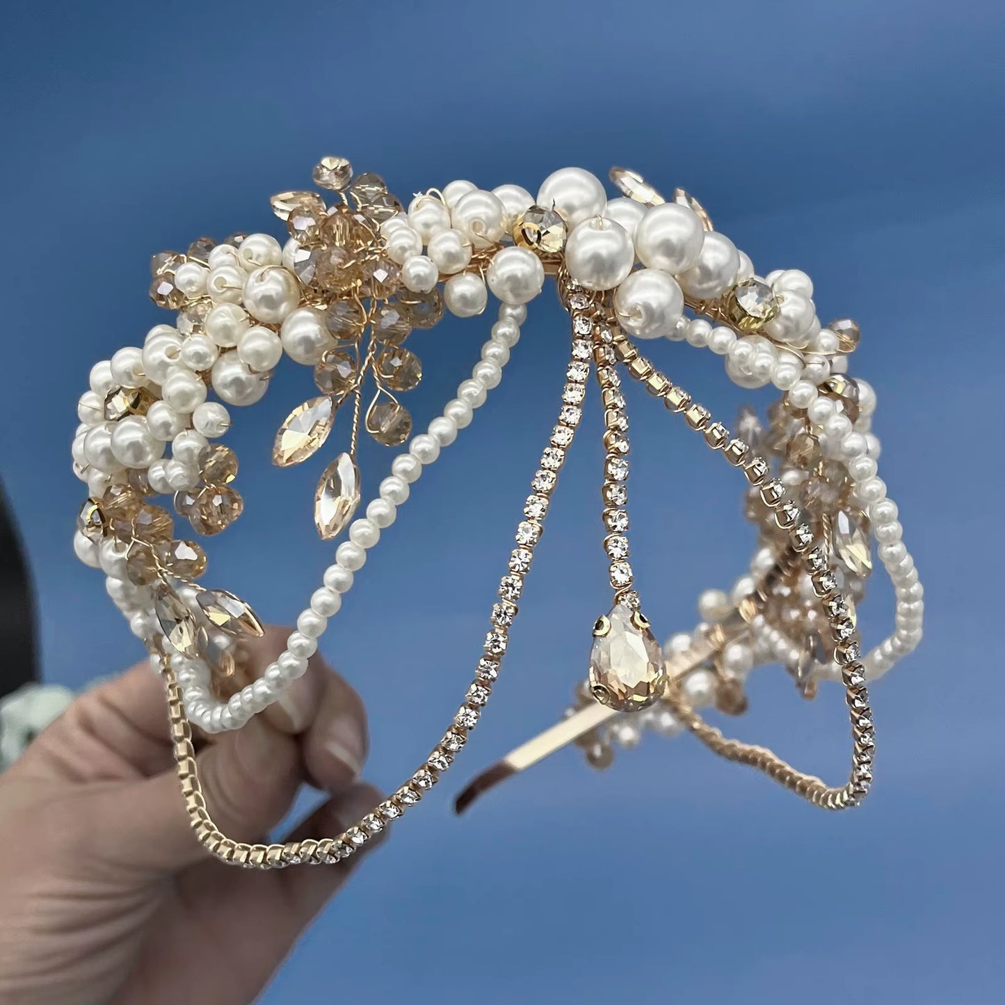 A315 Crystal Bridal Headdress Design Headpiece for Women Tiaras Wedding Headbands Pageant Prom Wedding Hair Jewelry Queen Crown