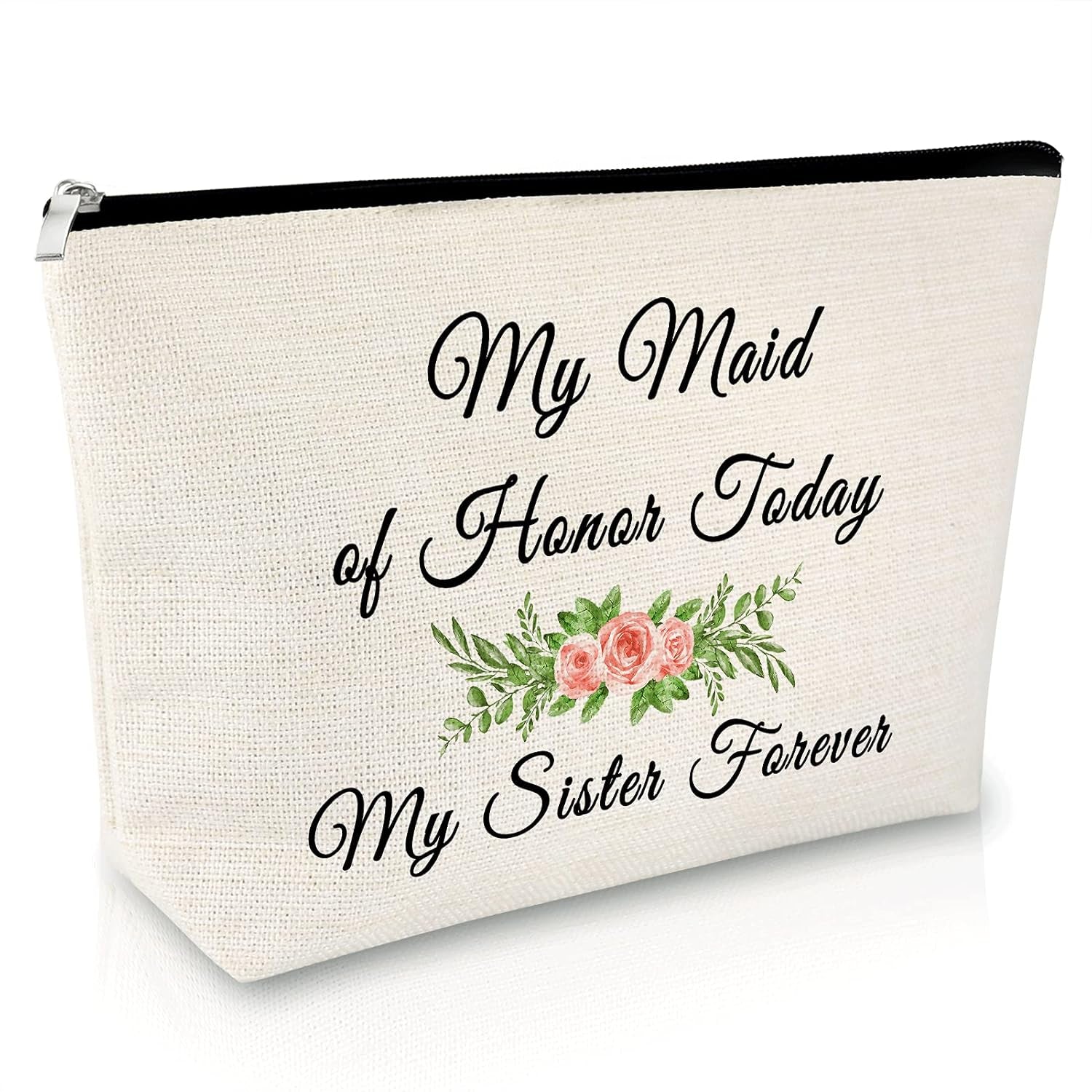 Bridesmaid Gift for Sister Makeup Bag Maid of Honor Gift Wedding Gift for Friend Bestie Cosmetic Bag Bridal Shower Gifts Wedding Party Gift Engagement Gift Travel Cosmetic Pouch Valentines Day Gift