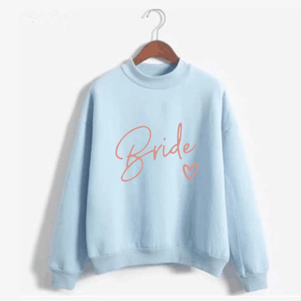 Women'S Bride Team BRIDE Printed Sweatshirt Sweet round Neck Pullover Thick Autumn