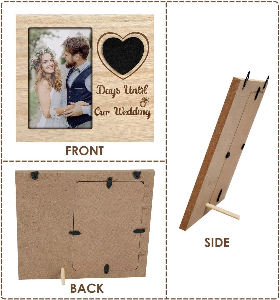 Wedding Countdown Photo Frame Personalized Countdown Calendar Engagement Gift Bridal Shower Gift for 6X4Inch Photo