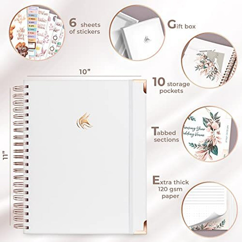 Wedding Planner – Wedding Book & Organizer for the Bride – 10″ X 11″ White