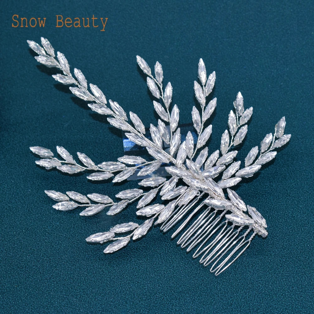 DZ061 Fashion Bride Headpiece Zircon Wedding Comb with Cubic Luxury Barrettes Hairband Wedding Hair Accessories Bridal Crowns