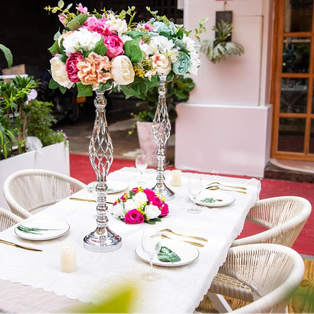 Wedding Centerpieces for Reception Tables - Twist Candleholder Stands, Flower Arrangement Vases, Metal Road-Leading Home Decor