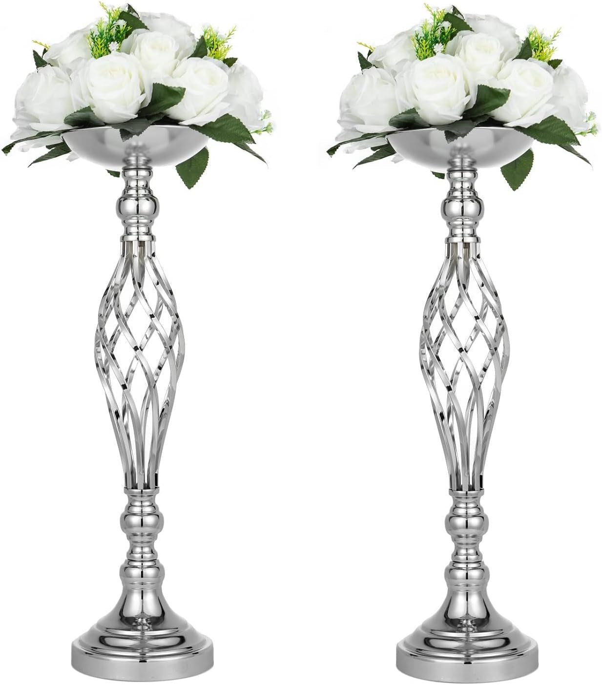 Wedding Centerpieces for Reception Tables - Twist Candleholder Stands, Flower Arrangement Vases, Metal Road-Leading Home Decor