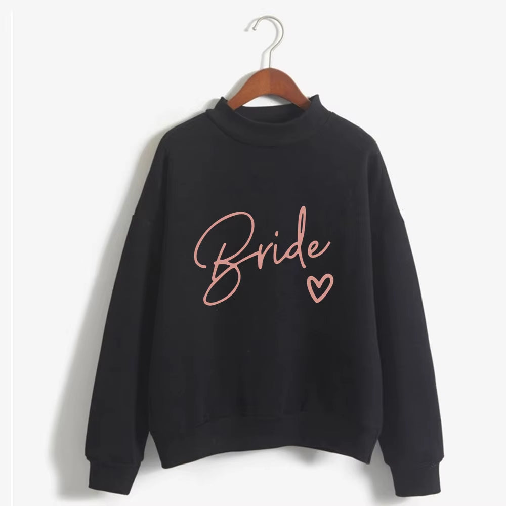 Women'S Bride Team BRIDE Printed Sweatshirt Sweet round Neck Pullover Thick Autumn