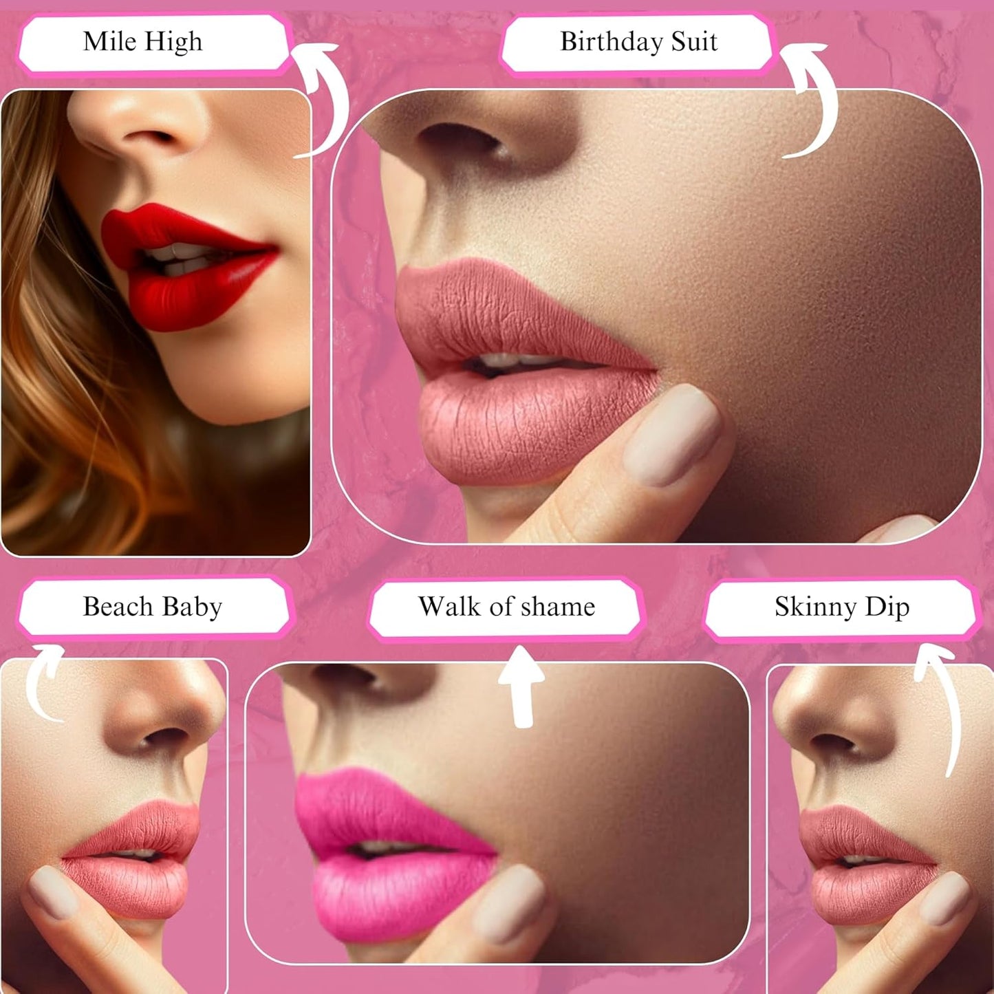 Lipstick for Women Fashion Week Lipstick Collection Refillable Perfect Red Lipstick, Hot Pink, Nude, Light Pink & Coral Organic, Vegan, Gluten-Free Lipstick Long Lasting (Pack of 5)