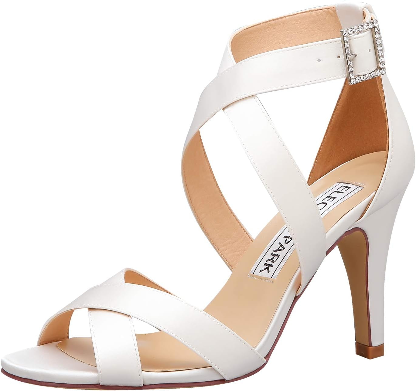 Women High Heel Shoes Open Toe Cross Strap Satin Wedding Dress Sandals