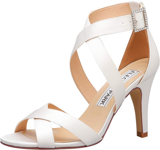 Women High Heel Shoes Open Toe Cross Strap Satin Wedding Dress Sandals