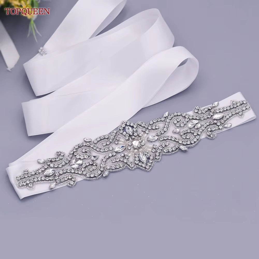 S26 Luxury Rhinestones Wedding Dresses Belt Women Crystal Applique Decoration Sparkly for Bride Waistband Bridal Sash