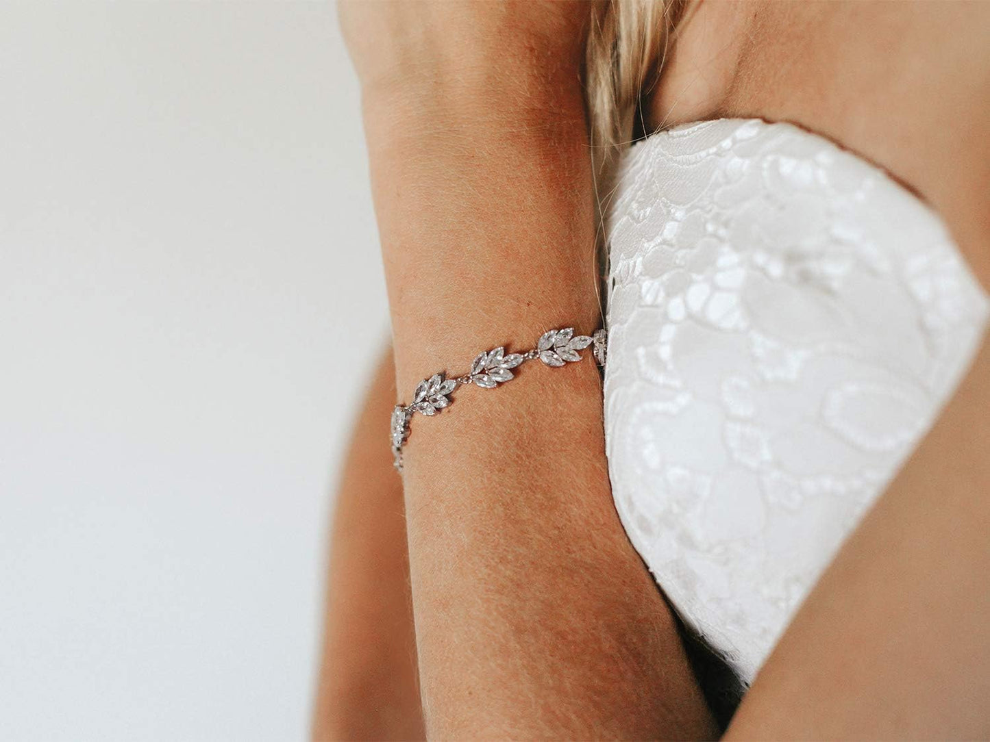 Bracelet Wedding Bridal for Brides,Bridesmaid-Crystal Cubic Zirconia Bracelet Leaf Vine Vintage Style