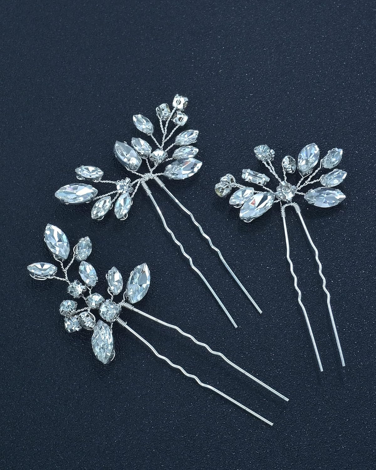 Bridal Hair Accessories,  8Pcs Crystal Wedding Hair Pieces, Handmade Rhinestone Bridal Hair Pin for Women, Girls, Bridesmaids (Silver) (Silver)
