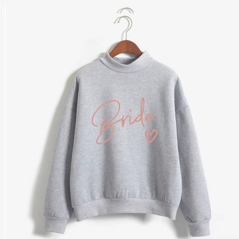 Women'S Bride Team BRIDE Printed Sweatshirt Sweet round Neck Pullover Thick Autumn
