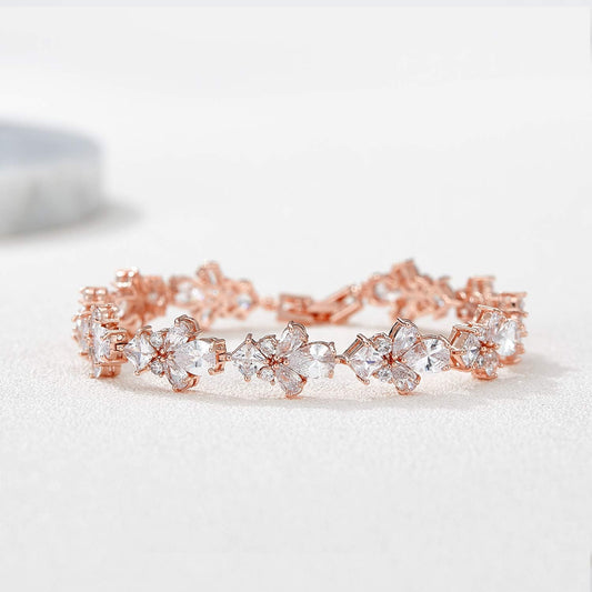 Teardrop Cubic Zirconia Wedding Tennis Bracelets for Women, Crystal Rhinestone Bridal Bracelets for Brides, Bridesmaid