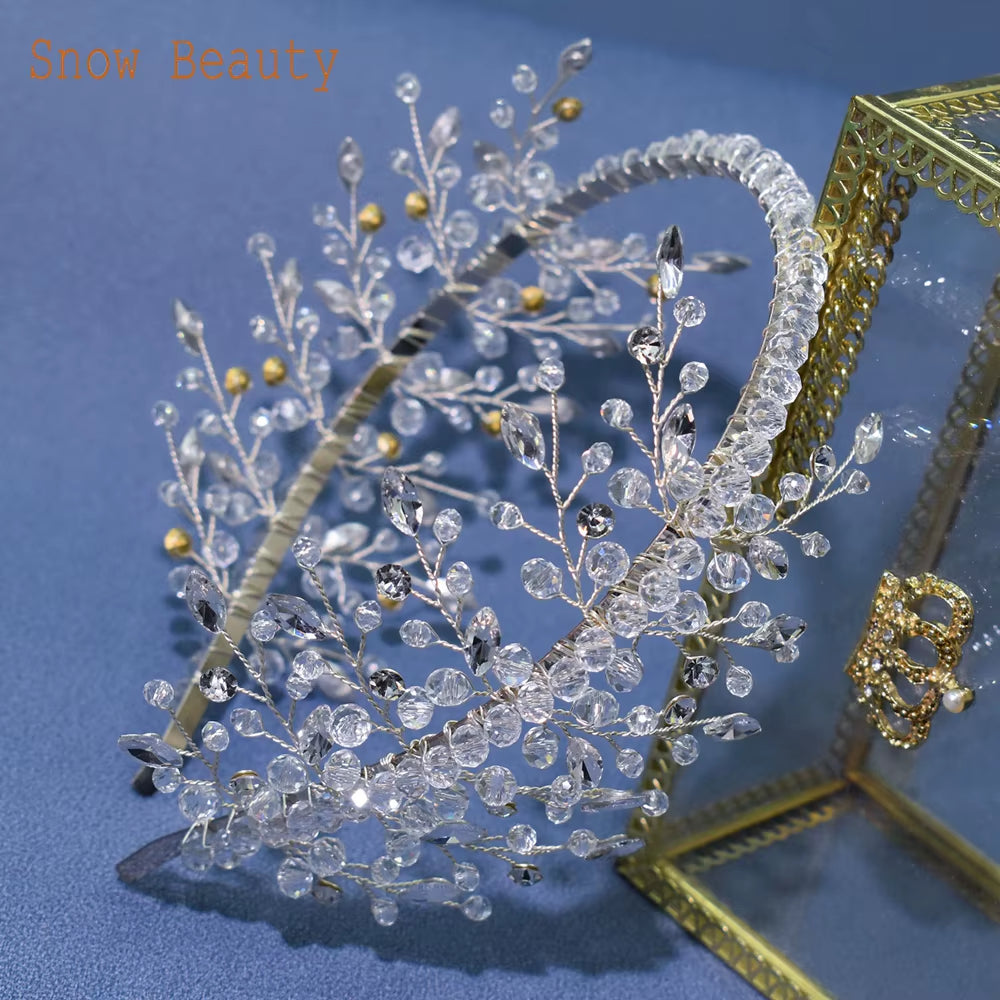 A315 Crystal Bridal Headdress Design Headpiece for Women Tiaras Wedding Headbands Pageant Prom Wedding Hair Jewelry Queen Crown