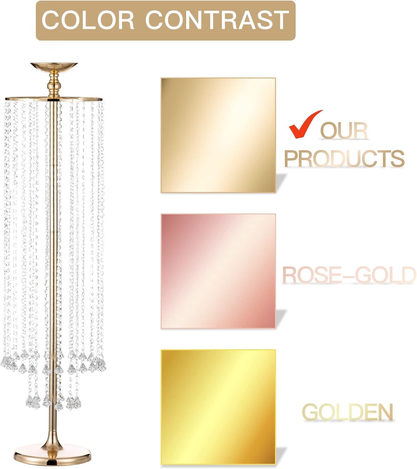 2 Pcs 47.2" Tall Large Gold Vases for Centerpieces Crystal Flower Stand for Wedding Centerpieces, Gold Flower Vase for Quinceanera Decorations Flower Centerpieces for Wedding Aisle Decorations Stands