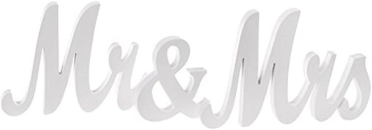 White Wood Sign Vintage Style Mr and Mrs Sign Mr & Mrs Wooden Letters Rustic Wedding Signs for Wedding Table,Photo Props,Party Table,Top Dinner,Rustic Wedding Decorations