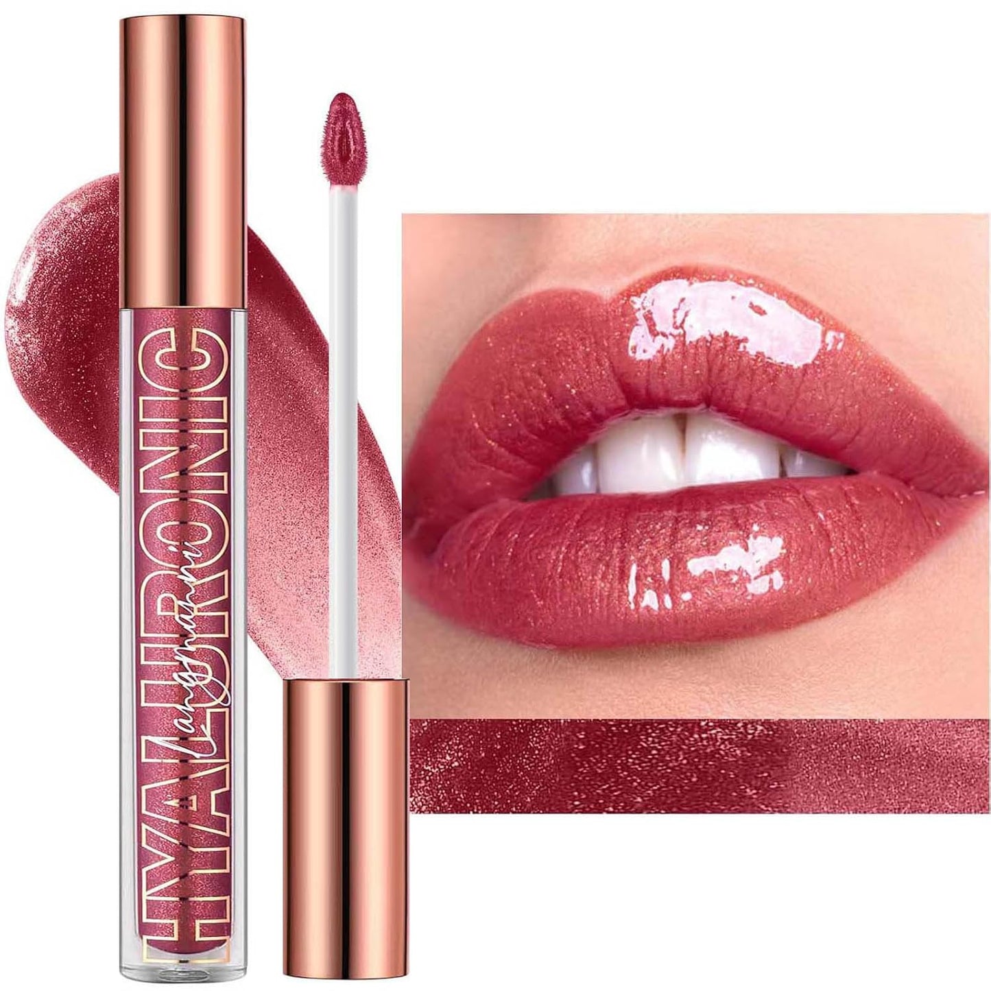 Nude Brown Lip Gloss Plumping Glitter Lip Gloss for Girls Women Lip Plumping Tinted Lipgloss High Pigment Plumper Long Lasting Moisturizing Lip Gloss Oil Shimmer Natural Lipstick Lip Liner(02#)