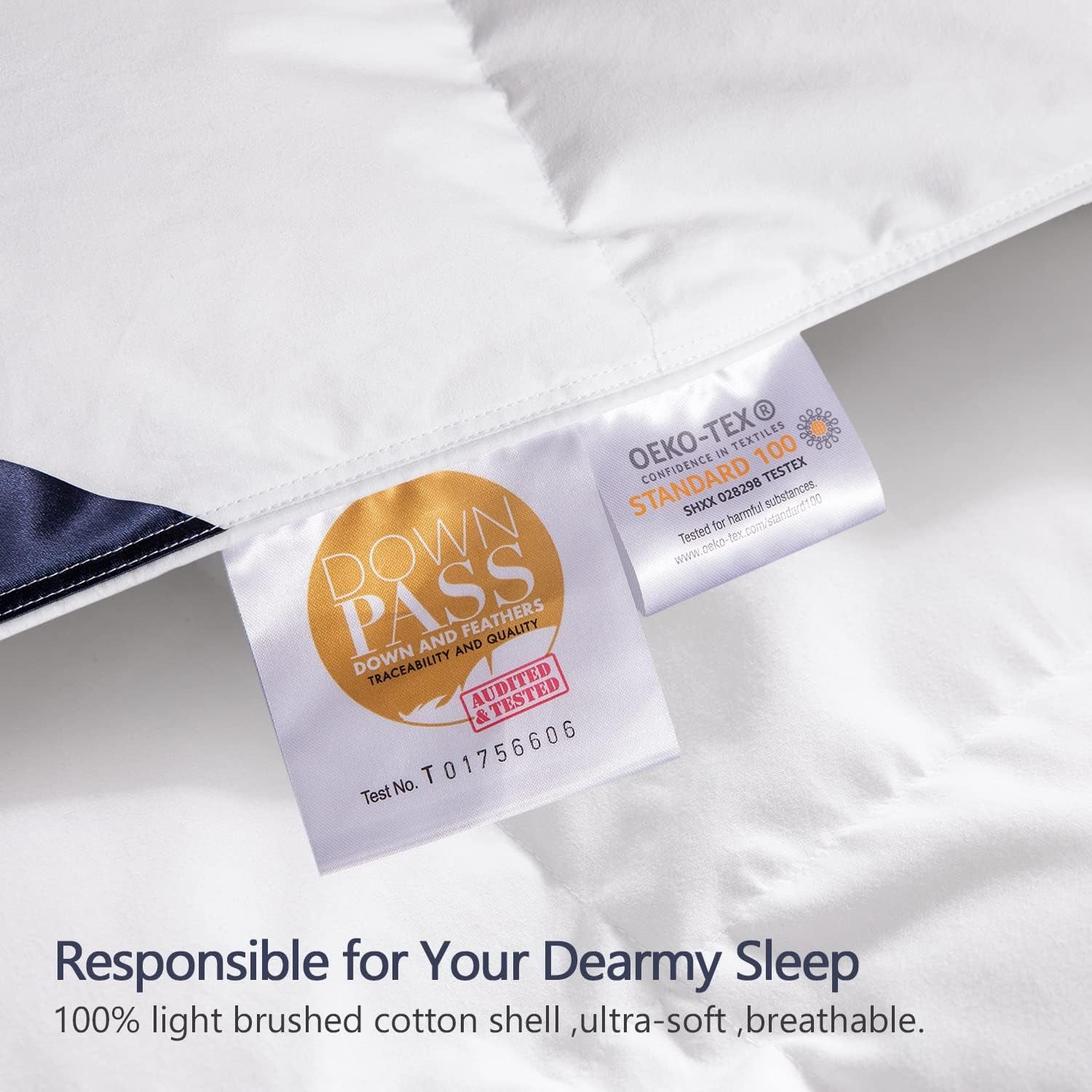 King Size down Comforter - All Season Duvet Insert with Medium Warmth, Soft and Noiseless Shell,8 Corner Tabs, and Machine Washable - White