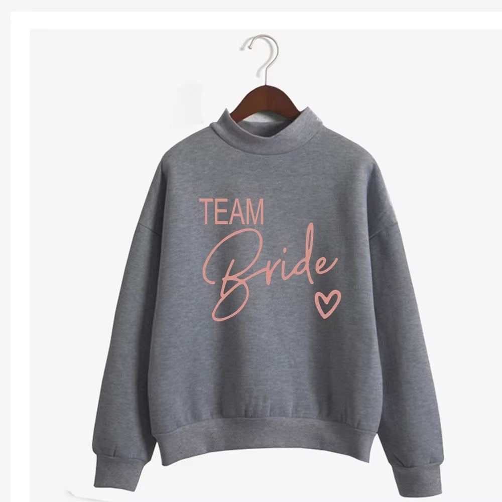 Women'S Bride Team BRIDE Printed Sweatshirt Sweet round Neck Pullover Thick Autumn