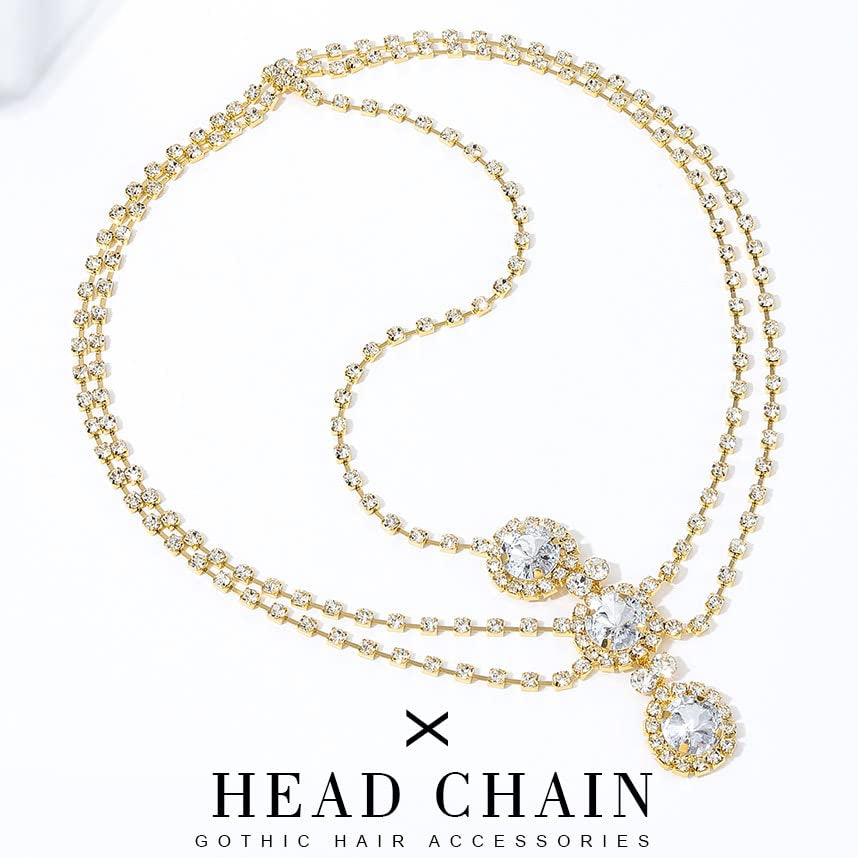 Rhinestone Gold Head Chain Jewelry Wedding, Rave Crystal Forehead Headpiece, Hair Accessories for Women