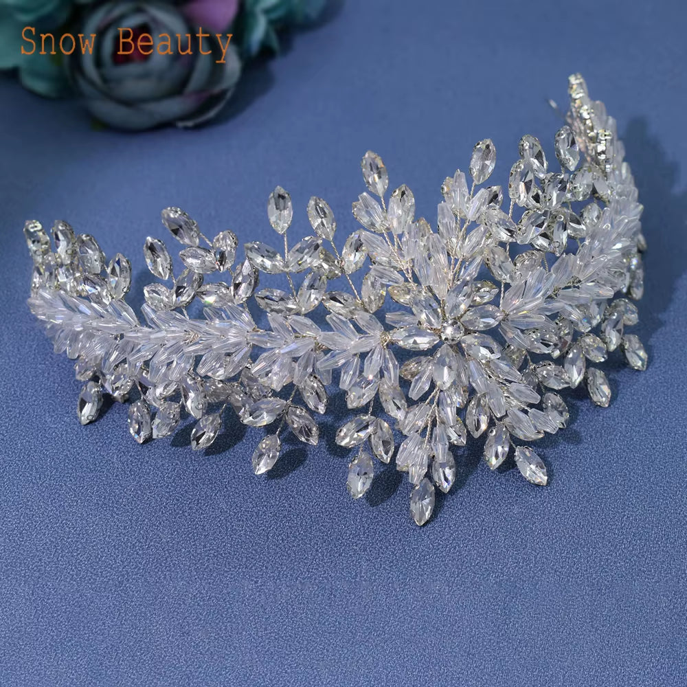 A315 Crystal Bridal Headdress Design Headpiece for Women Tiaras Wedding Headbands Pageant Prom Wedding Hair Jewelry Queen Crown