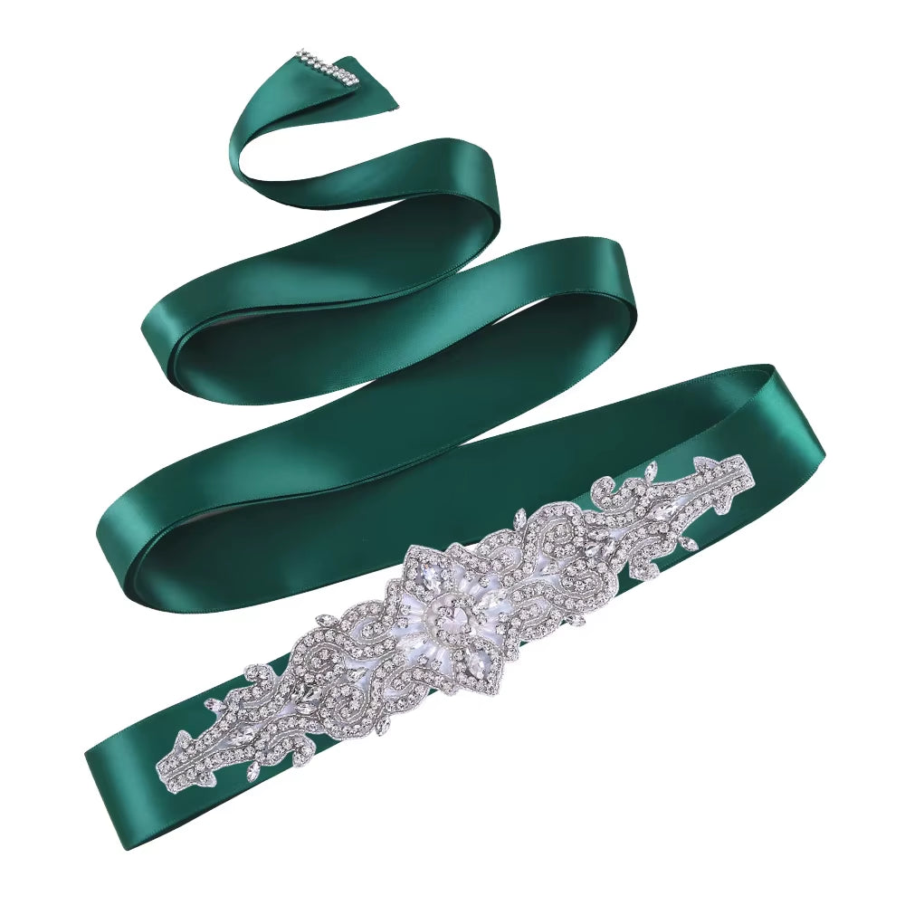 S26 Luxury Rhinestones Wedding Dresses Belt Women Crystal Applique Decoration Sparkly for Bride Waistband Bridal Sash