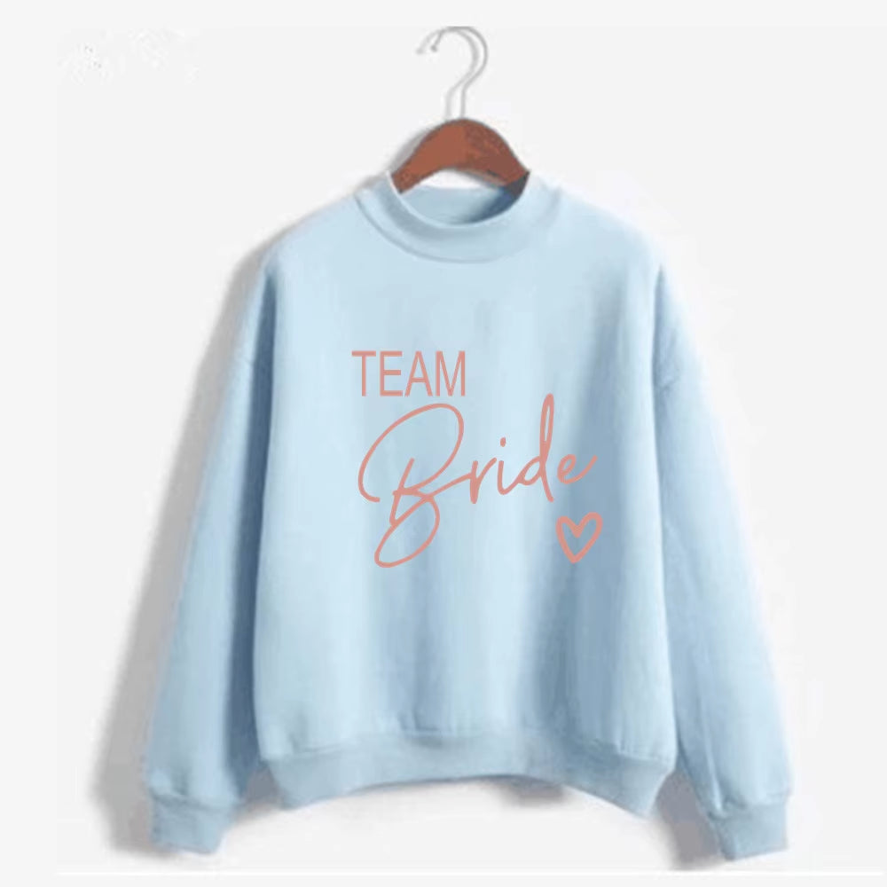 Women'S Bride Team BRIDE Printed Sweatshirt Sweet round Neck Pullover Thick Autumn