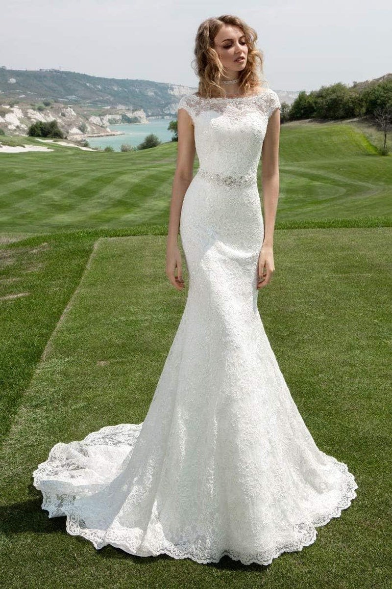 Beach Wedding Dresses for Bride 2025 Long Sleeve Lace Boho Bridal Gowns for Women WDW001