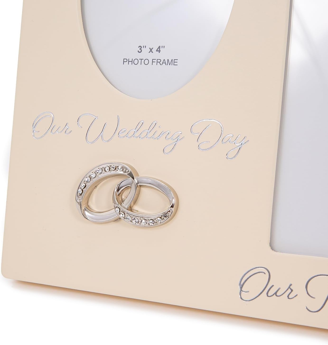 Contemporary 10 Years Together Then and Now Tin Anniversary Light Beige Frame with Double Silver Rings | Beautiful 10Th Anniversary Picture Frame