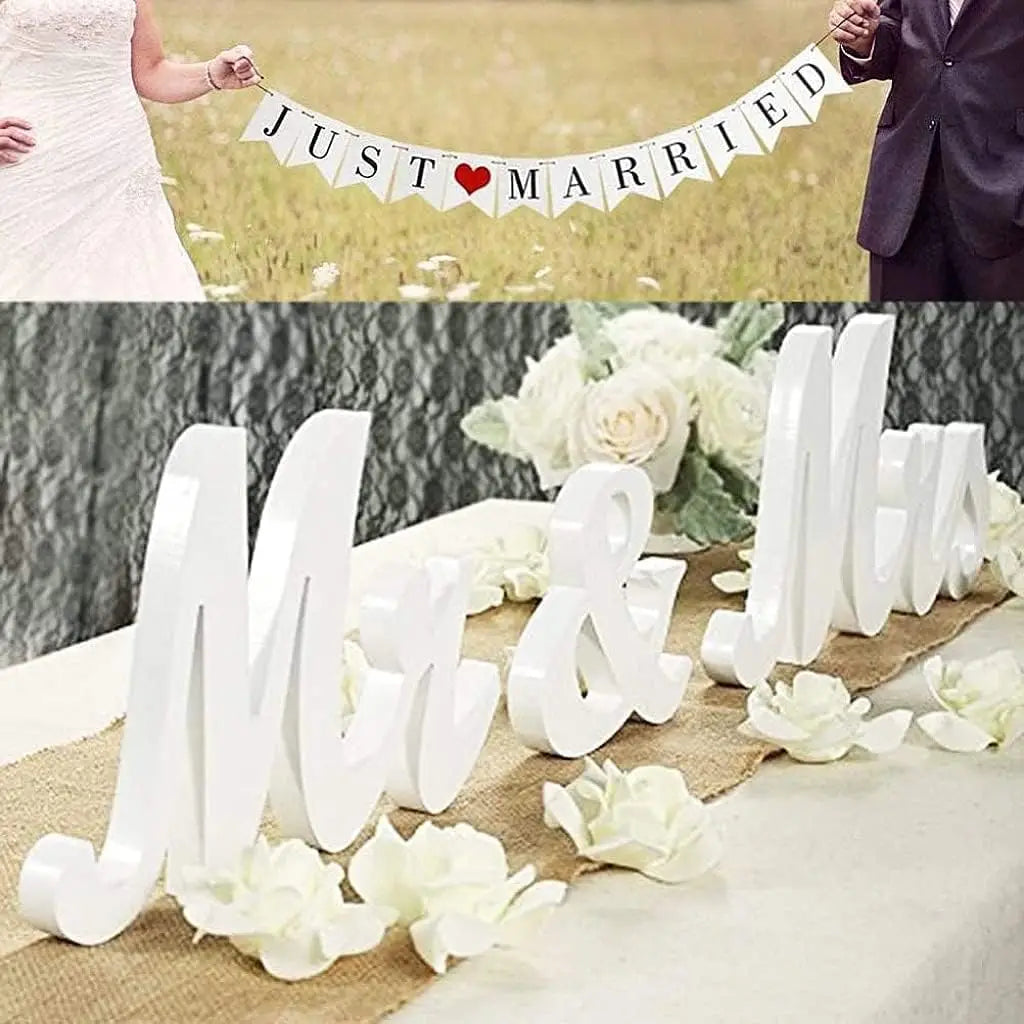 Wedding Decorations, Mr & Mrs Sign Wooden for Letters Wedding Table, Bride & Groom Married Couple Wedding Decorations