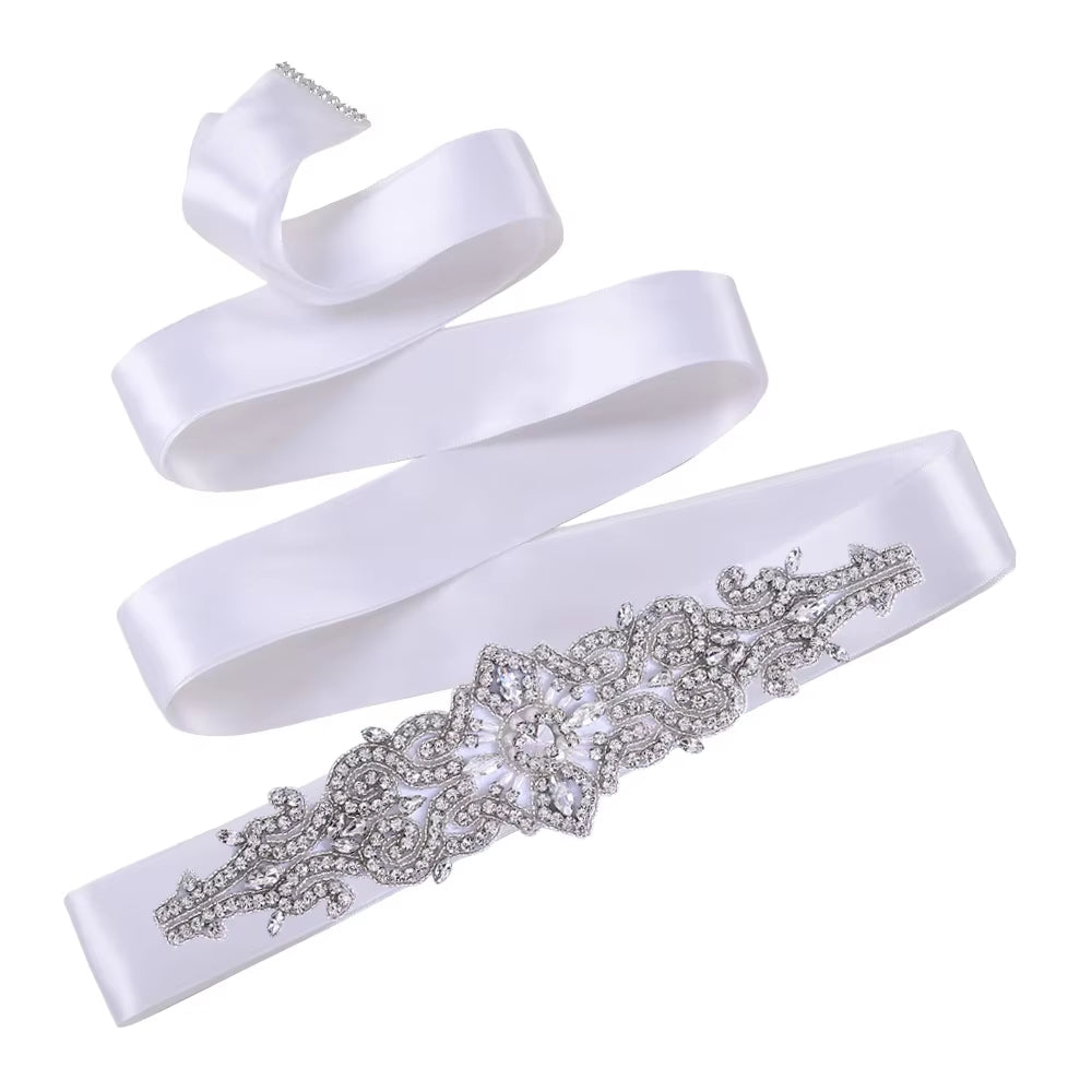 S26 Luxury Rhinestones Wedding Dresses Belt Women Crystal Applique Decoration Sparkly for Bride Waistband Bridal Sash
