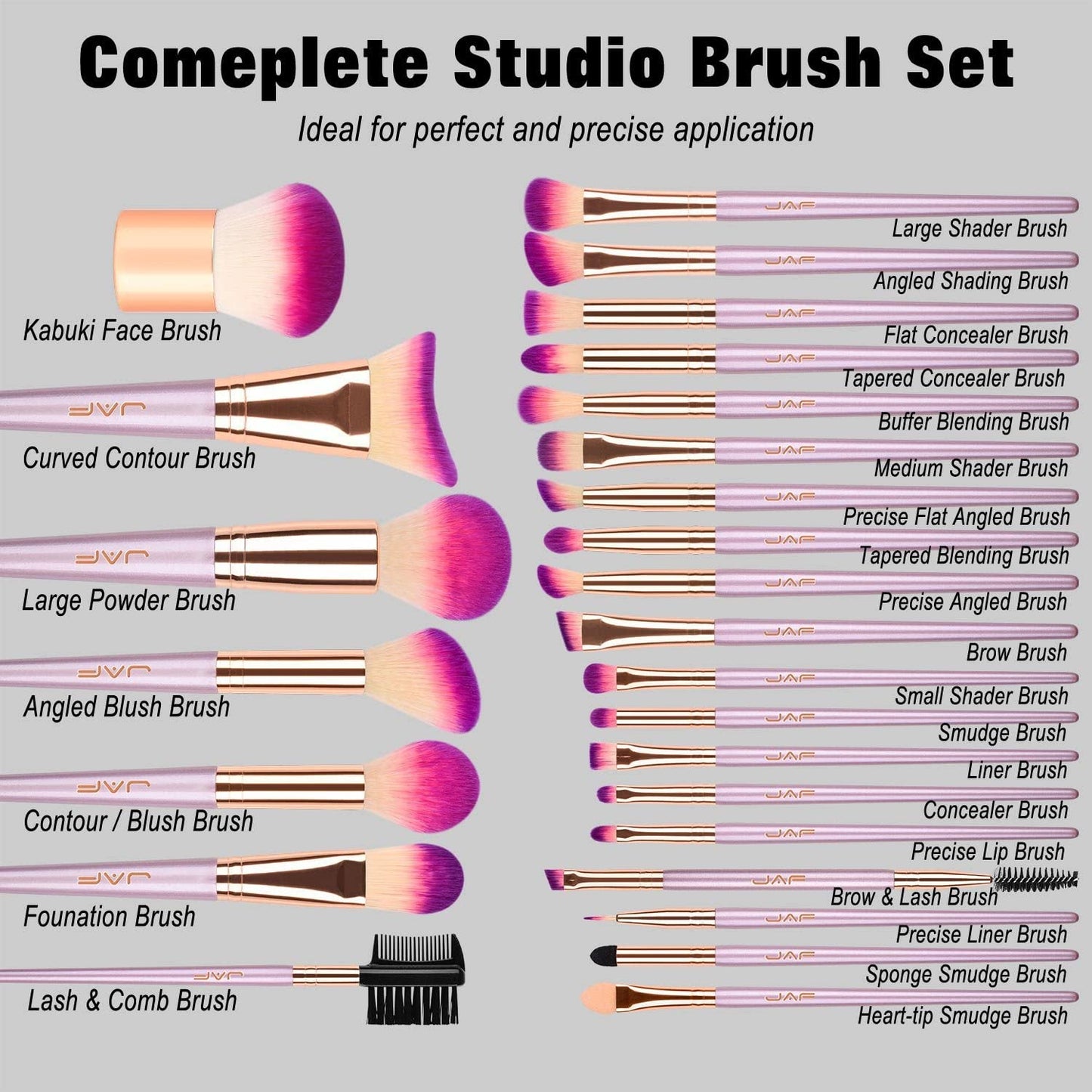 Ultimate 26-Piece Vegan Makeup Brush Set - Professional Synthetic Tools for Flawless Application