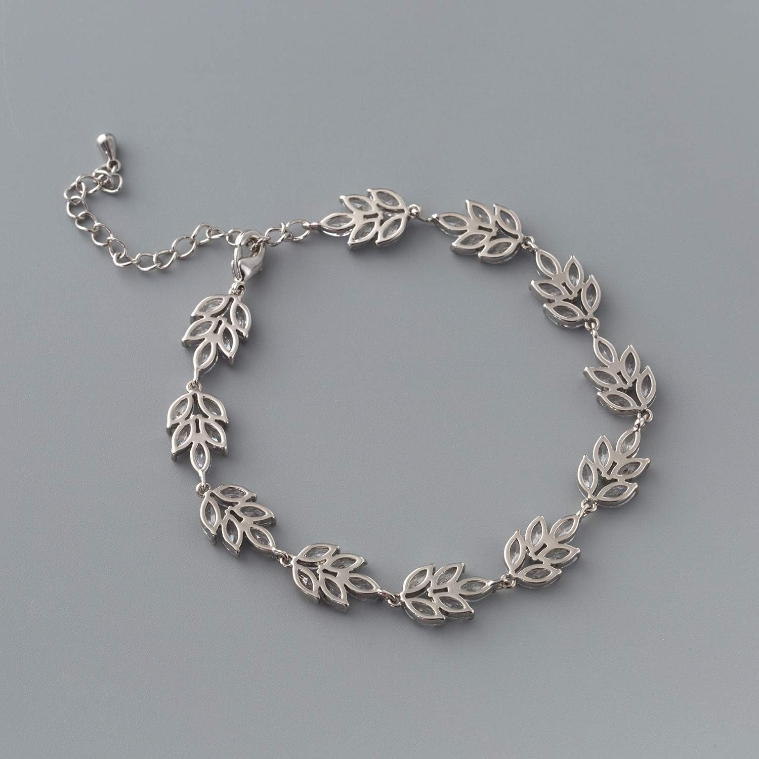 Bracelet Wedding Bridal for Brides,Bridesmaid-Crystal Cubic Zirconia Bracelet Leaf Vine Vintage Style