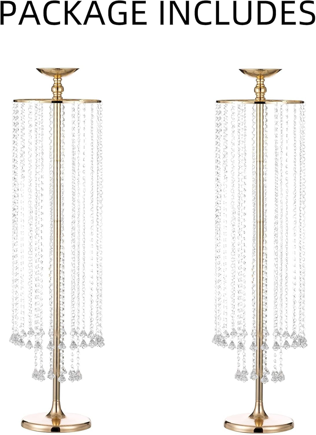 2 Pcs 47.2" Tall Large Gold Vases for Centerpieces Crystal Flower Stand for Wedding Centerpieces, Gold Flower Vase for Quinceanera Decorations Flower Centerpieces for Wedding Aisle Decorations Stands