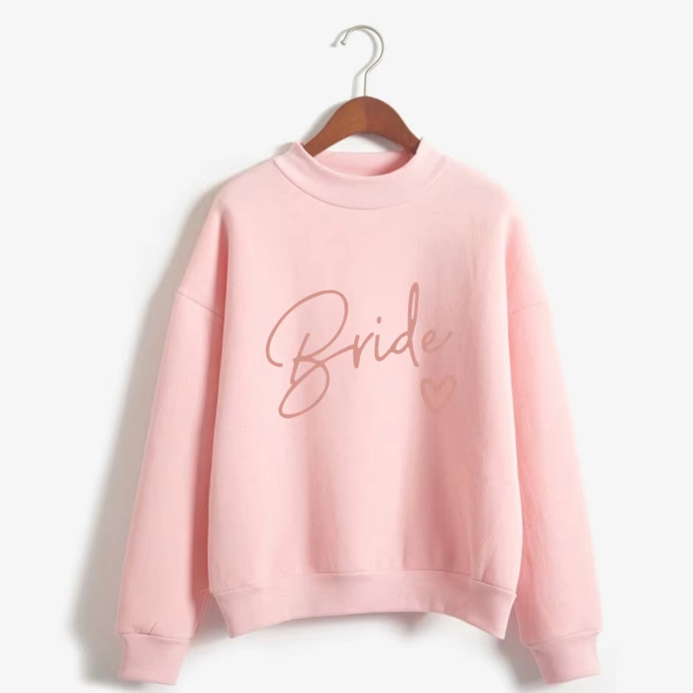 Women'S Bride Team BRIDE Printed Sweatshirt Sweet round Neck Pullover Thick Autumn