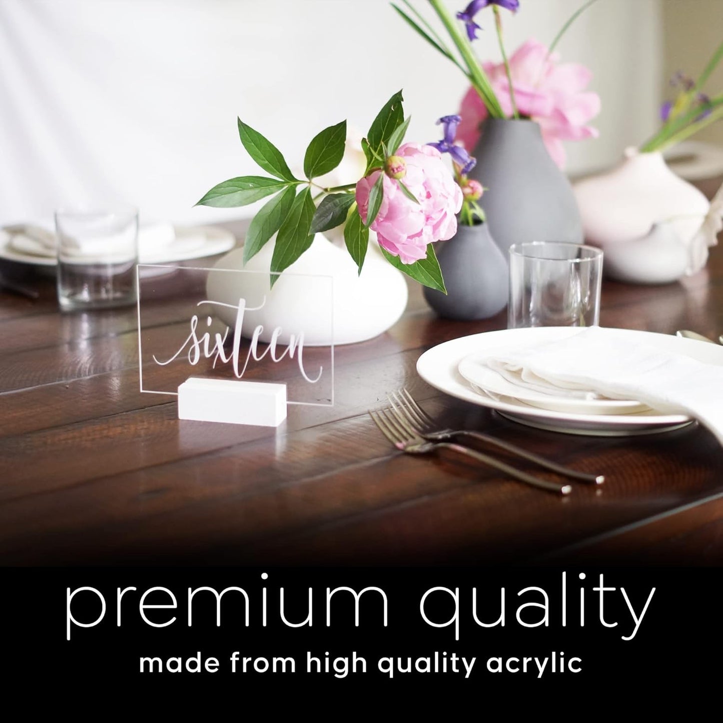 Acrylic Wedding Table Numbers 1-20, Acrylic Wedding Signs with Calligraphy Lettering, Glass like Rustic Reception Event, Frames or Stands Not Included (1-20)