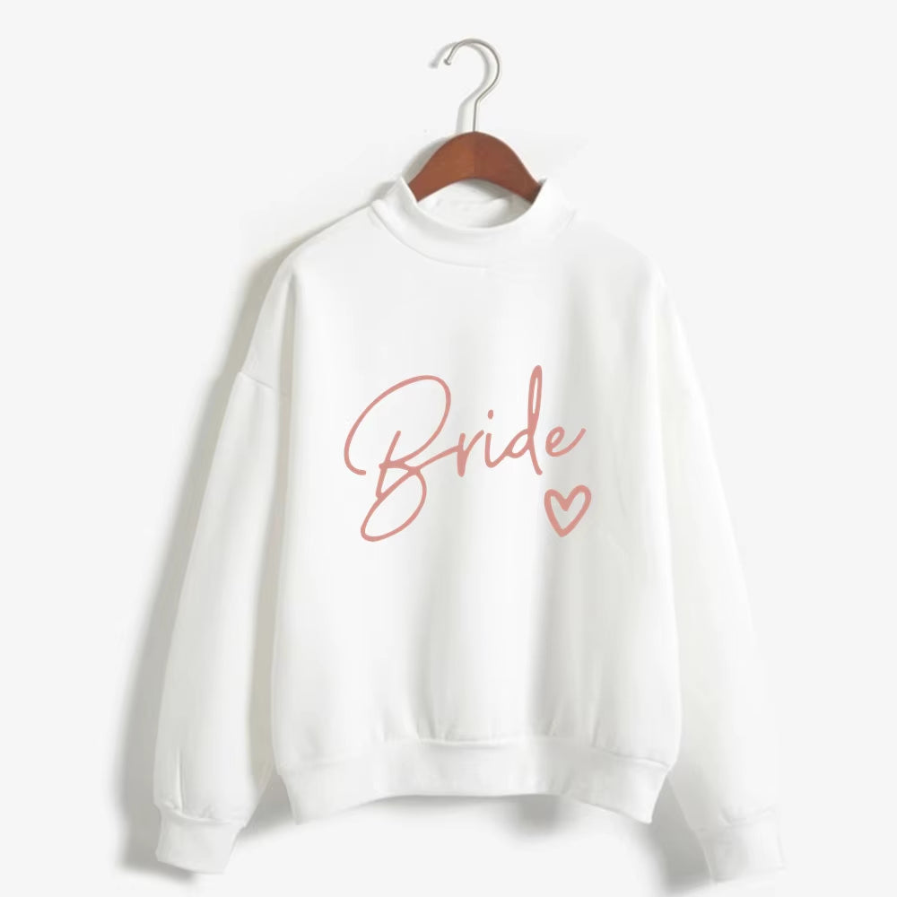 Women'S Bride Team BRIDE Printed Sweatshirt Sweet round Neck Pullover Thick Autumn
