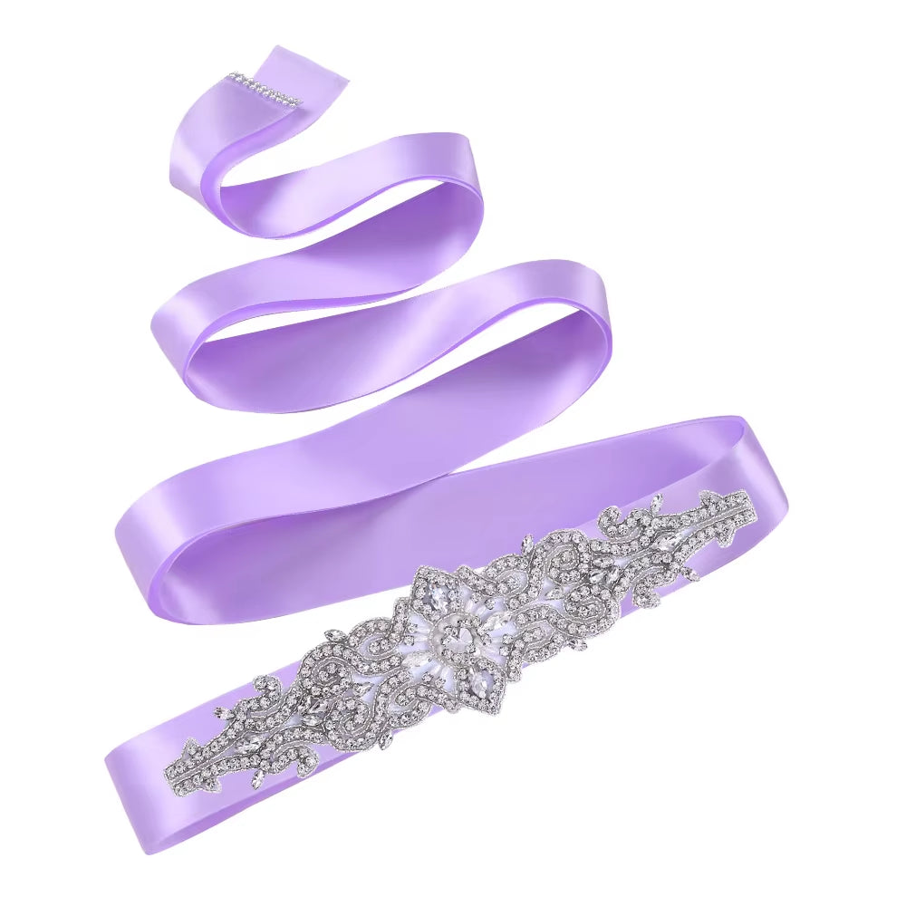 S26 Luxury Rhinestones Wedding Dresses Belt Women Crystal Applique Decoration Sparkly for Bride Waistband Bridal Sash