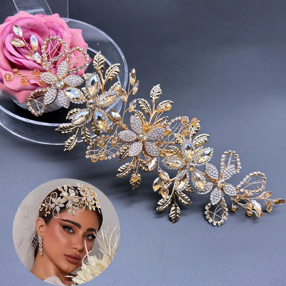 A315 Crystal Bridal Headdress Design Headpiece for Women Tiaras Wedding Headbands Pageant Prom Wedding Hair Jewelry Queen Crown