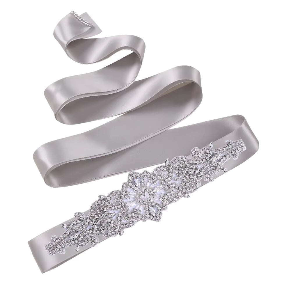 S26 Luxury Rhinestones Wedding Dresses Belt Women Crystal Applique Decoration Sparkly for Bride Waistband Bridal Sash