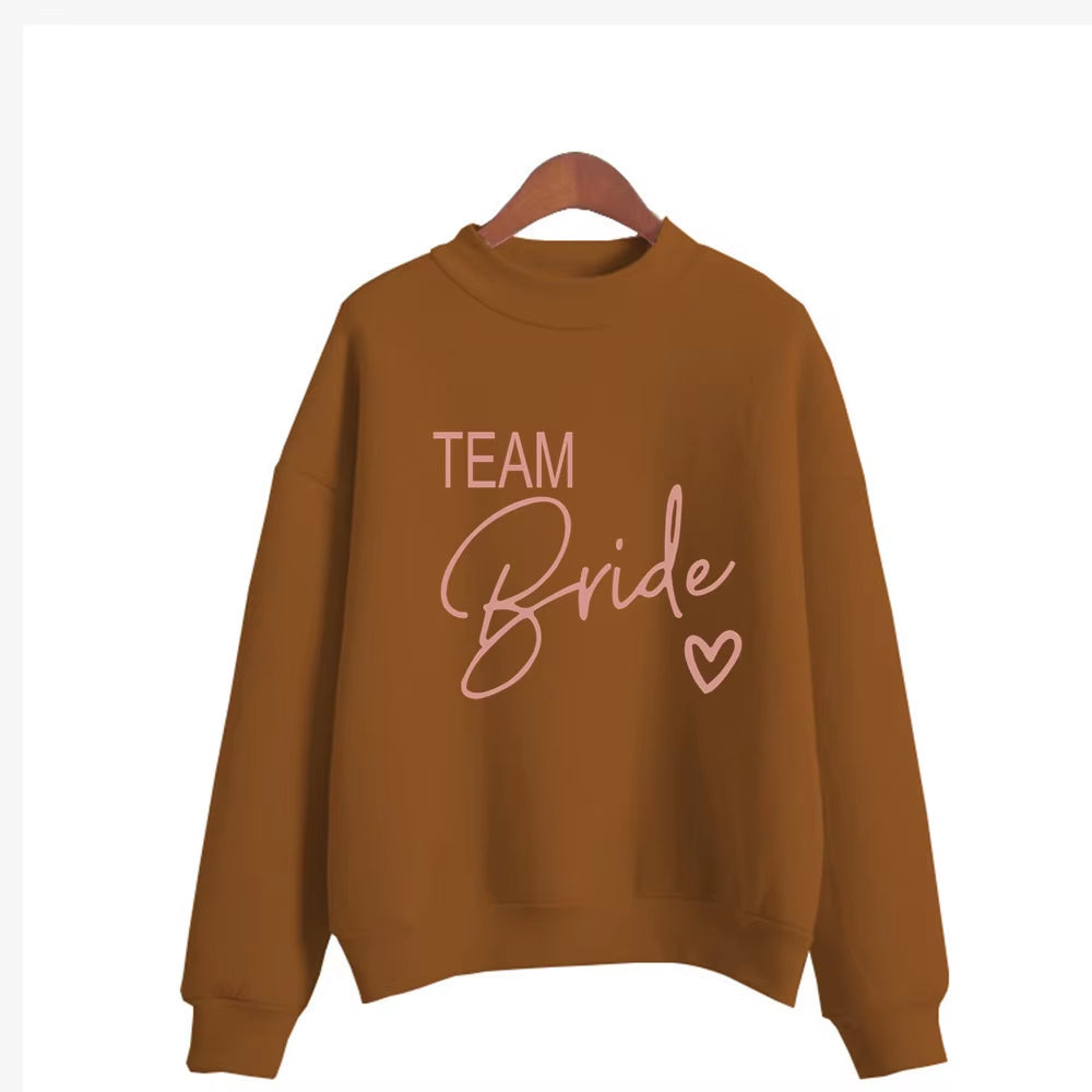 Women'S Bride Team BRIDE Printed Sweatshirt Sweet round Neck Pullover Thick Autumn